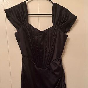 Corset dress black silk Dolls Kill